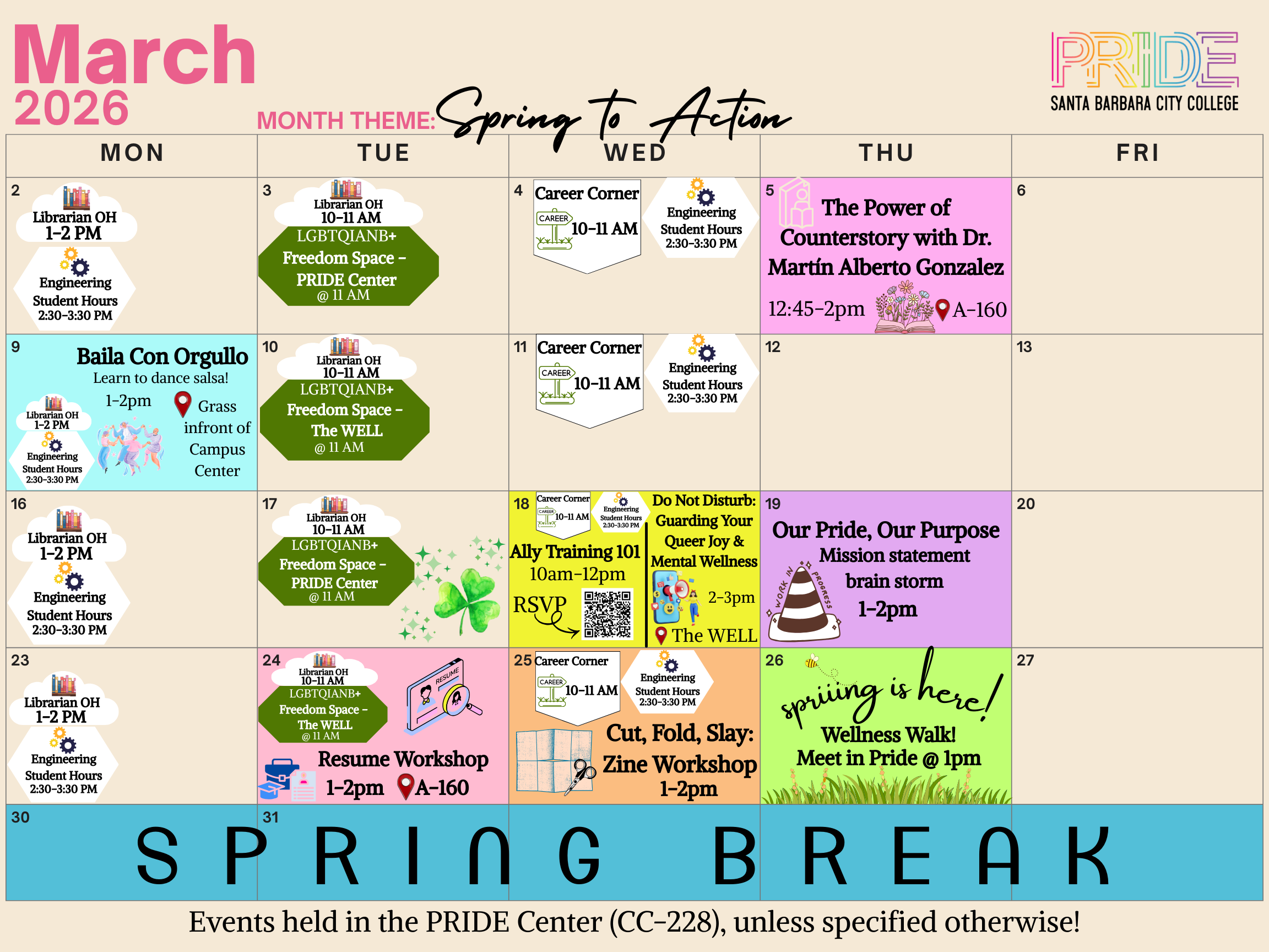 SBCC Pride month - full calendar of events - Click for PDF